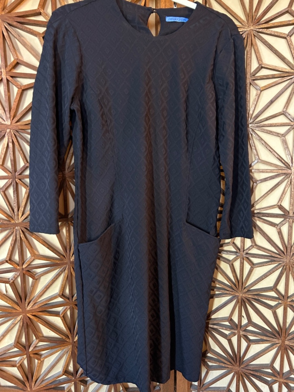 J. McLaughlin Black Textured Midi Dress with Pockets Medium